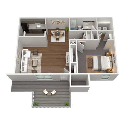 1 Bed 1 Bath Floor Plan | 748 Sq. Ft. at The Annaline in Nashville, Tennessee